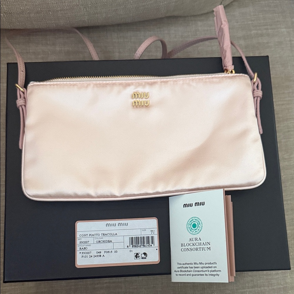 Miu Miu Light Pink Satin Clutch